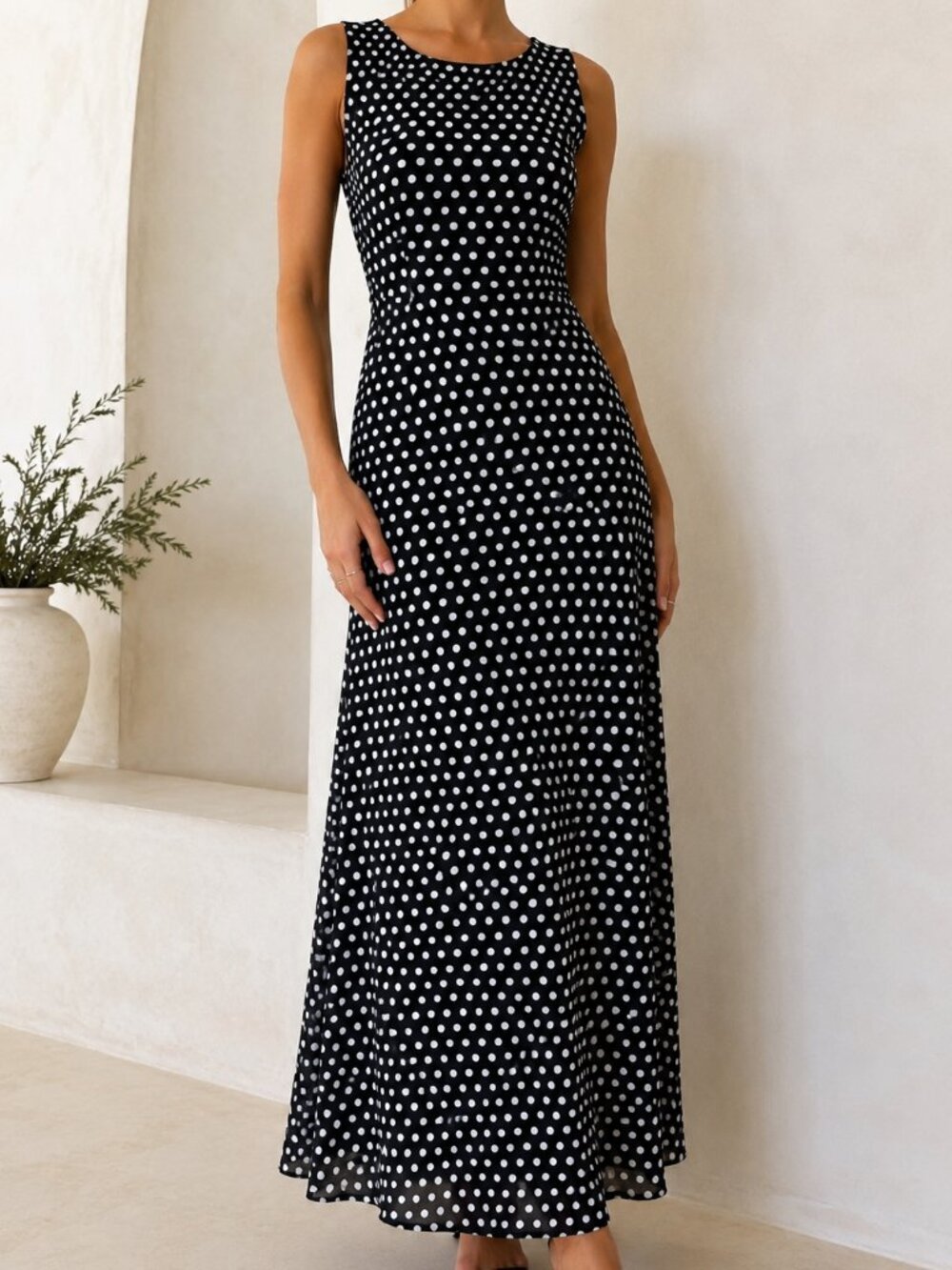 NEW Princess Polly Dress Black Polka Dot Maxi Size US 12